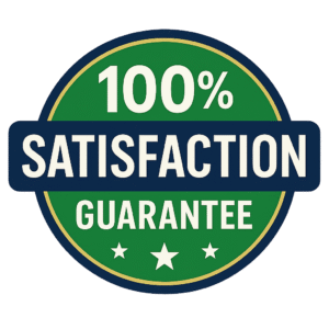 100% satisfaction guarantee badge for Baker’s Heating & Air Conditioning in Tracy, CA.
