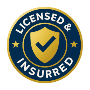 Licensed and insured HVAC company badge for Baker’s Heating & Air Conditioning in Tracy, CA.